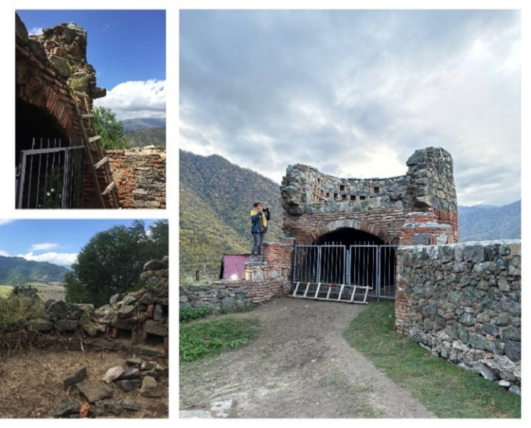 The collapsed tower of the Halghpat monastery wall has been restored The collapsed tower of the Halghpat monastery wall has been restored