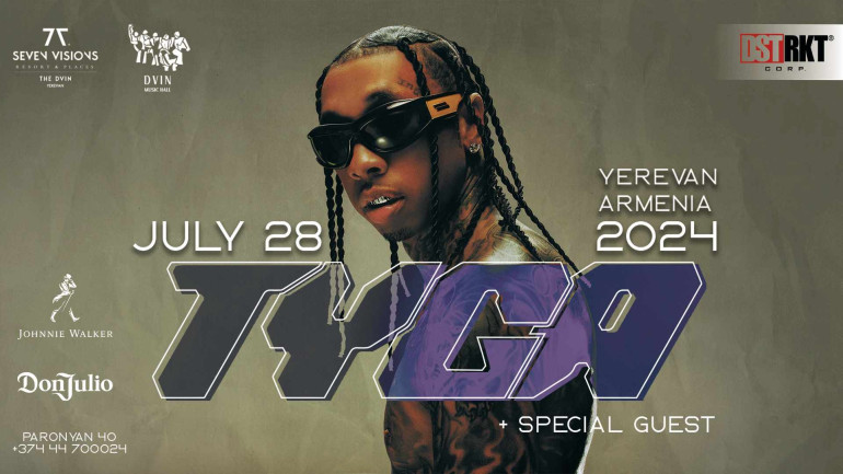 Աշխարհահռչակ Tyga-ն՝ Հայաստանում. ամառվա ամենաթեժ համերգը՝ Seven Visions, The Dvin-ում