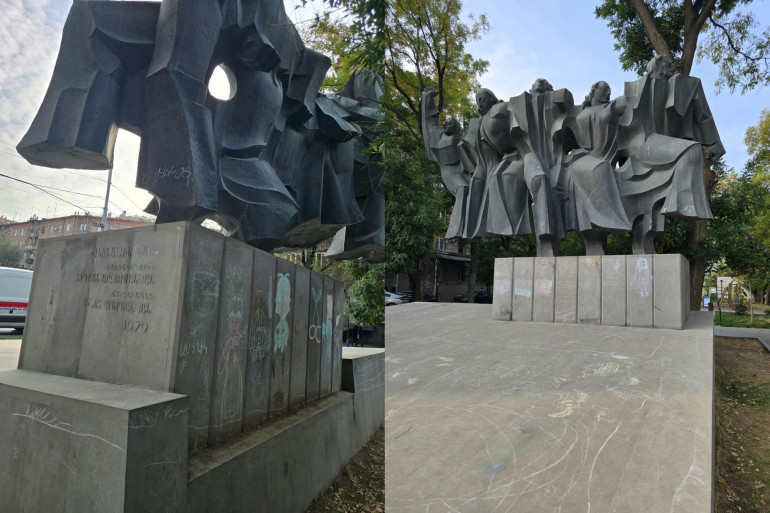 Մերգելյանի պուրակ տեղափոխված «Լեռնային պար» արձանախումբը՝ անխնամ ու առանց վերահսկողության (լուսանկարներ) Մերգելյանի պուրակ տեղափոխված «Լեռնային պար» արձանախումբը՝ անխնամ ու առանց վերահսկողության (լուսանկարներ)