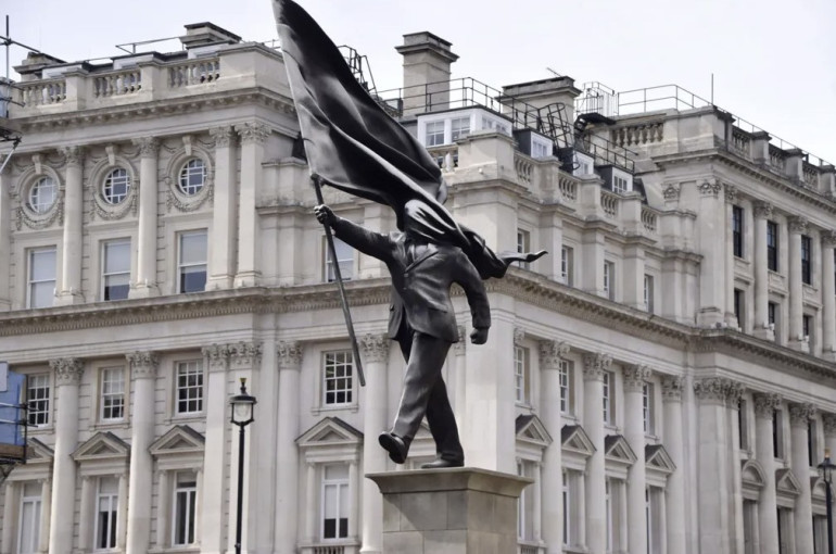 Statue with Banksy's signature appears in London