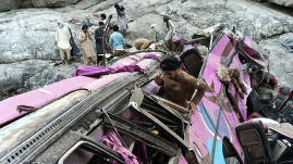 Overcrowded bus plunges into ravine in southwest Pakistan, killing 40 passengers