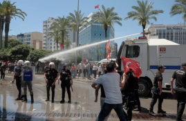 Turkish police fire teargas to break up protest after opposition leader ousted