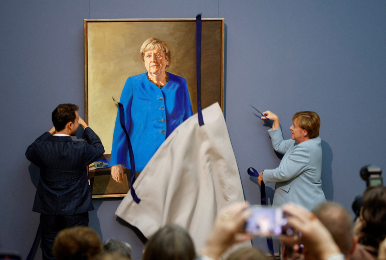 Portrait of Angela Merkel unveiled at museum in Berlin