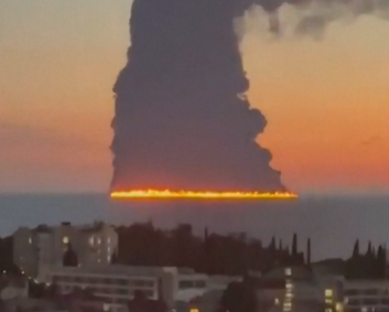 Naval drone hits oil tanker off Russian resort city Sochi, triggering massive blaze Naval drone hits oil tanker off Russian resort city Sochi, triggering massive blaze