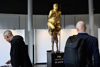 'The Orange Plague': Naked Trump statue on display at European Parliament in Strasbourg 'The Orange Plague': Naked Trump statue on display at European Parliament in Strasbourg