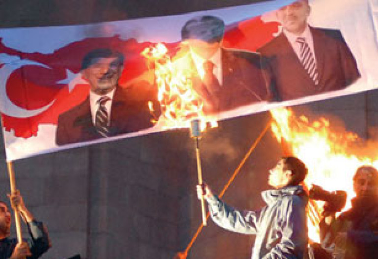 Young Armenians Demanding Recognition with Torch Marching 