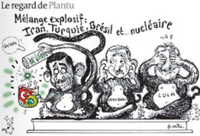 Le Monde Depicts Erdogan as Monkey with Ahmadinejad and Lula de Silva Around Him
