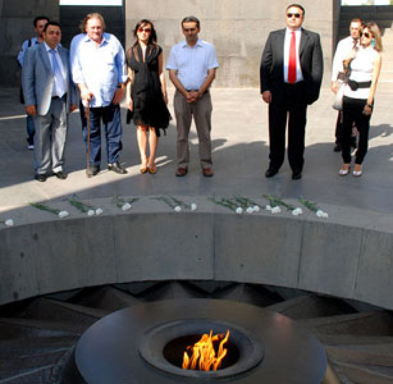 French actor Gerard Depardieu visited Genocide memorial and paid tribute 