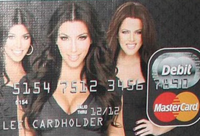 $100 USD for a credit card with Kardashian sisters' portrait 