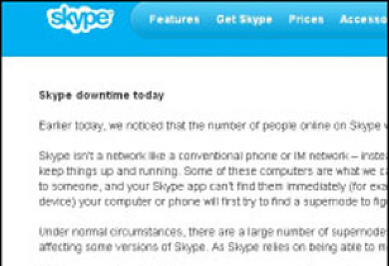 Skype–ի ներկայացուցիչները ներողություն են խնդրել աշխատանքի խափանման համար