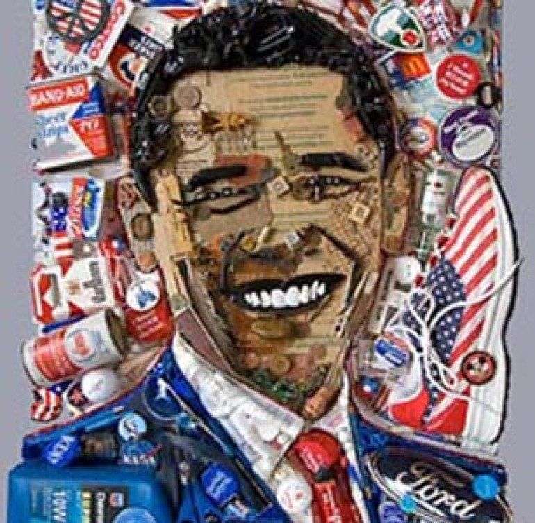 American artist uses trash to make portraits