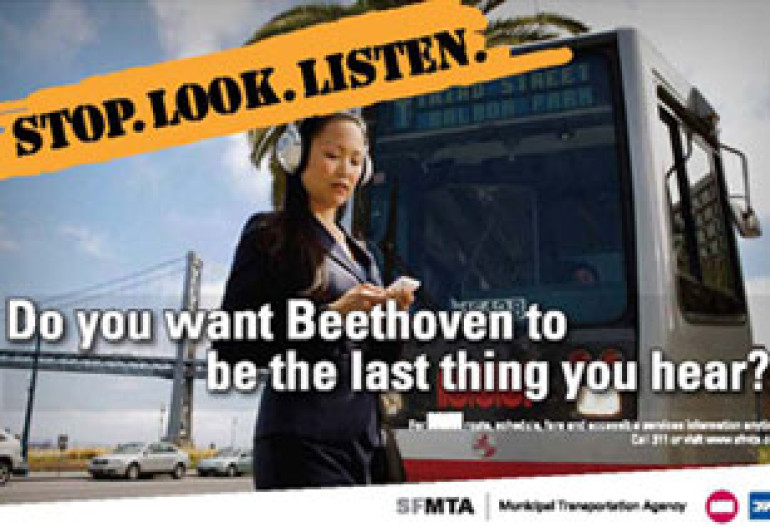 Pedestrians wearing headphones at risk