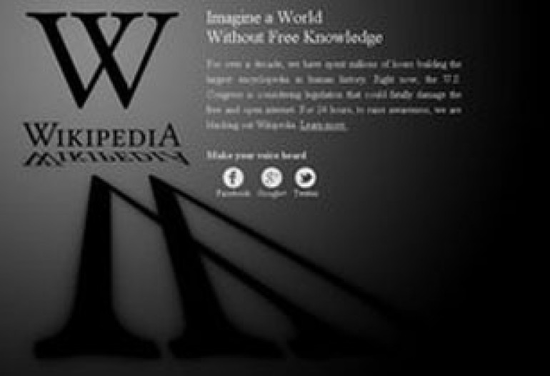 Wikipedia removes English content to protest anti-piracy laws