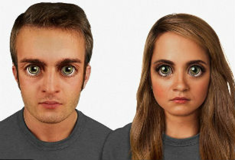 Huge foreheads, flat faces and saucer-like eyes - Scientists predict the human face might look in 100,000 years