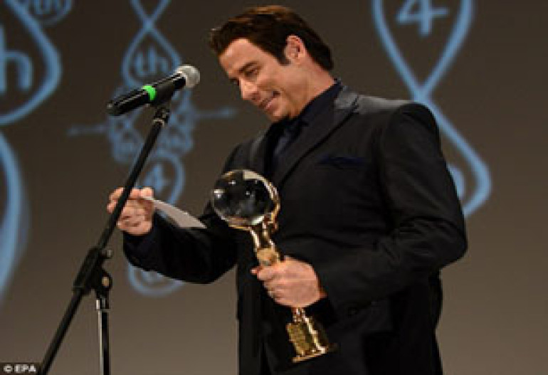 John Travolta receives Crystal Globe award at Czech film festival