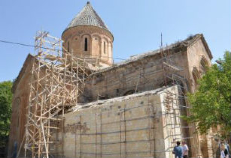 Armenian church under repair in Turkish village