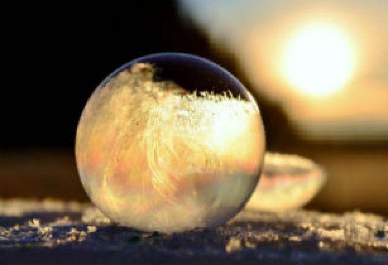 Photographer captures bubbles moments after they start freezing