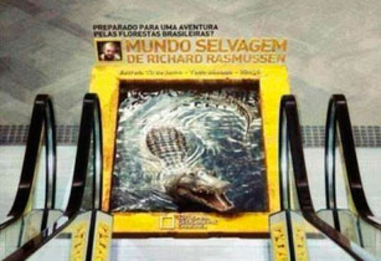 The 3D crocodile escalator ad that's terrifying Brazilian commuters (no wonder everyone is taking the stairs)