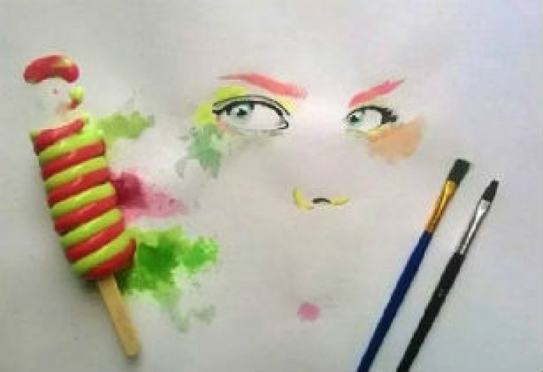 Deliciously colorful paintings made of melting ice cream