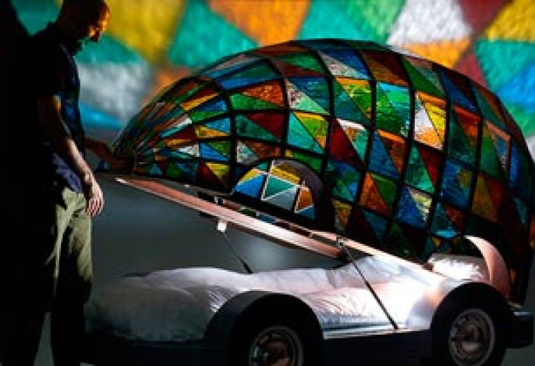 British designer creates driverless vehicle which features a bed and was inspired by the Durham Cathedral