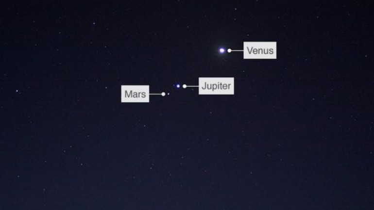 Venus, Jupiter and Mars align for skyline display