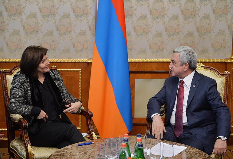ՀՀ Նախագահն ընդունել է Ֆրանսիայի զարգացման և ֆրանկոֆոնիայի հարցերով պետքարտուղար Աննիկ Ժիրարդենին