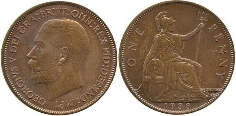 Մեծ Բրիտանիայում 1933-ին թողարկված 1 պենսանոցը վաճառվել է 91 200 եվրոյով