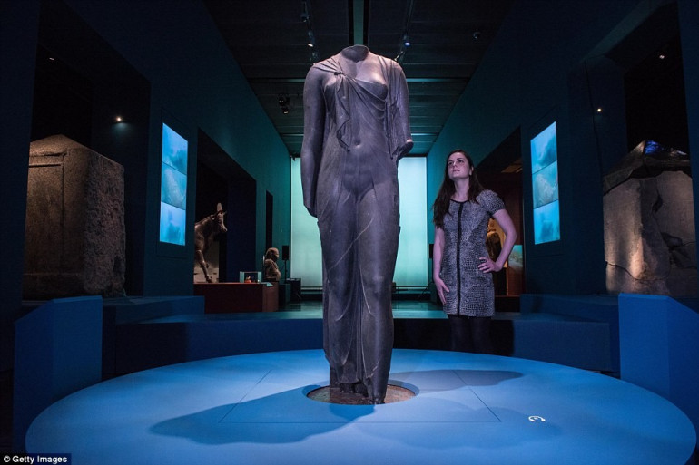 Cities from the deep: Wonders of ancient Egypt go on show for the first time after spending thousand years submerged beneath the Mediterranean