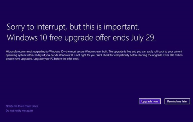 Microsoft-ը նախազգուշացրել է անվճար Windows 10-ի ավարտվելու մասին