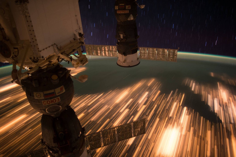 Star trails seen from low earth orbit
 