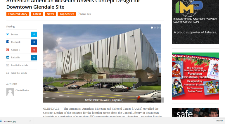 Armenian-American museum unveils concept design for downtown Glendale site