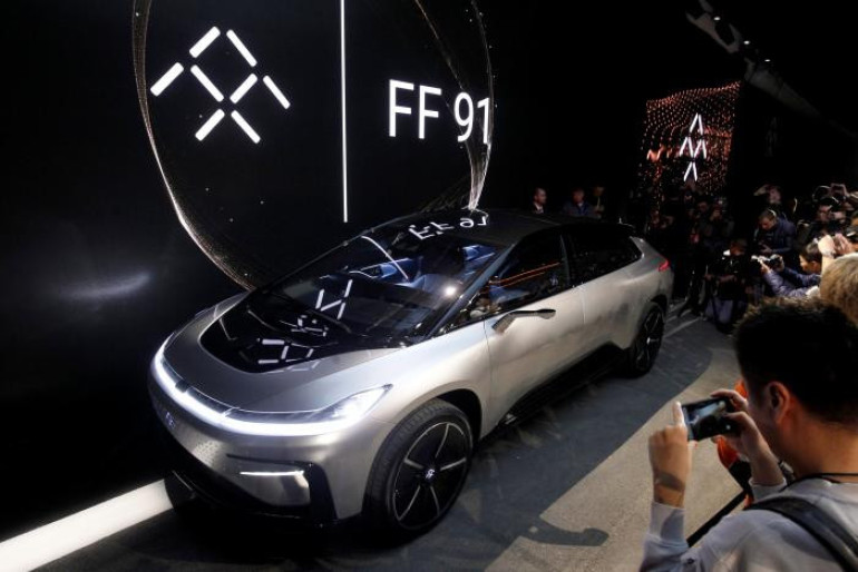Faraday Future unveils electric vehicle in Las Vegas to kick off CES