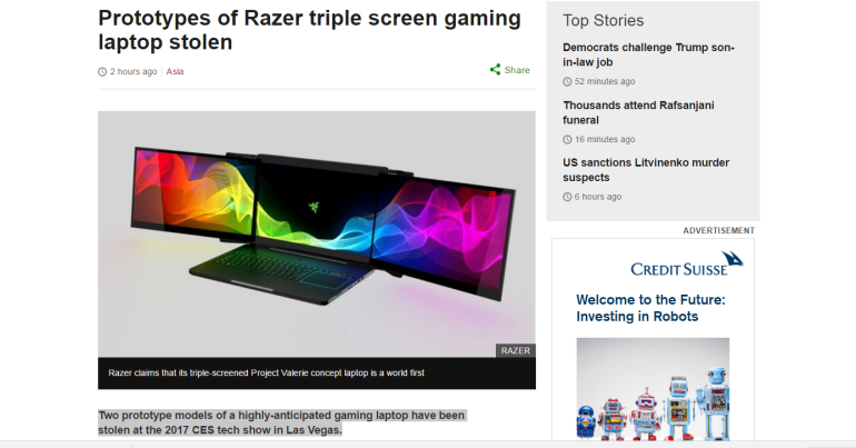 Triple-screen laptop prototypes stolen