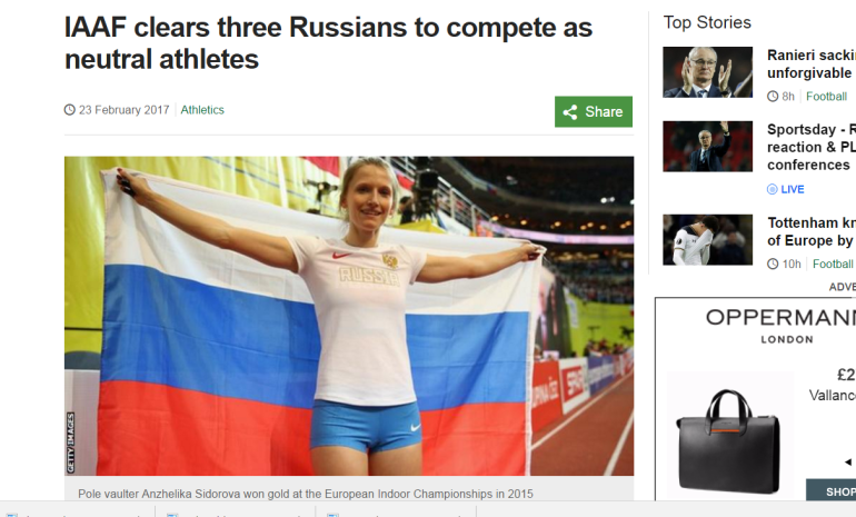 Three Russians cleared to compete after IAAF doping review Three Russians cleared to compete after IAAF doping review