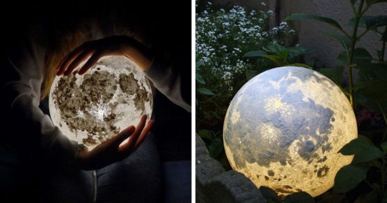 Italian artist creates moon and planet lamps making room ‘look out of this world’