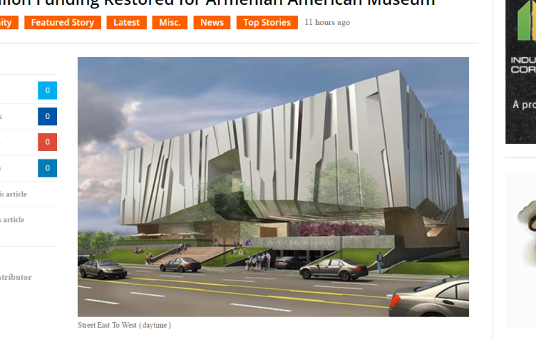 US $1m funding restored for Armenian-American museum