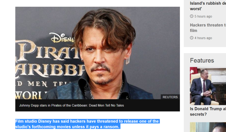 Hackers threaten to release Disney movie