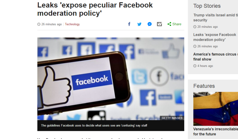 Leaks expose Facebook moderation policy