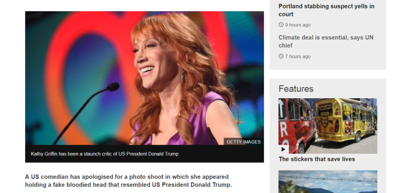 US comedian apologizes for 'beheaded Trump' photo