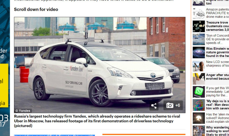 Russia's largest search engine firm Yandex reveals its self-driving taxi