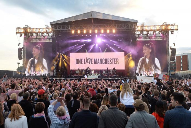 Tight security and tears at benefit concert for Manchester bomb victims