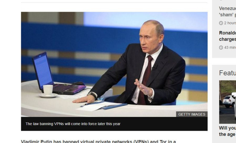 Putin bans secure browsing apps in Russia