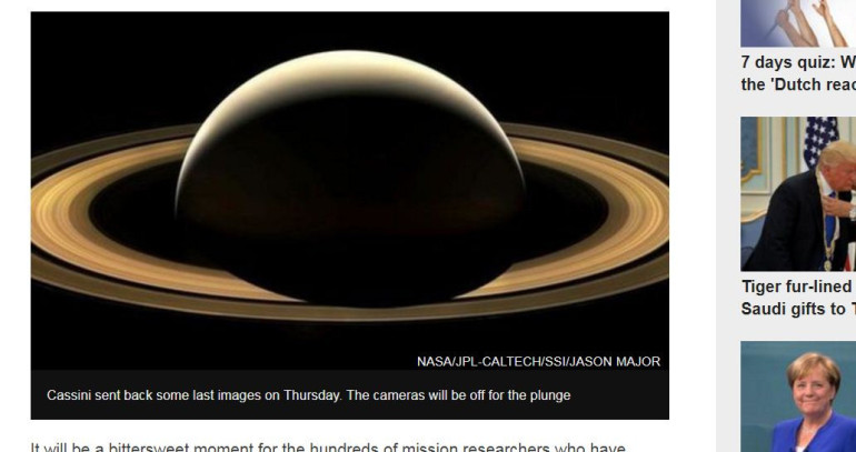 Saturn probe heads towards destruction