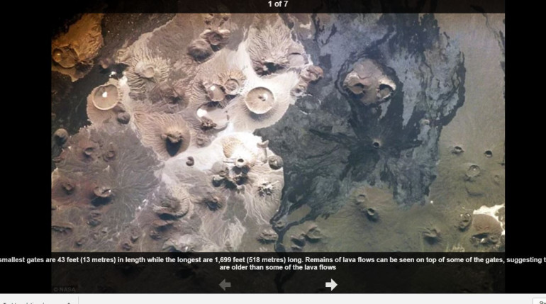 Mystery of Saudi Arabia's ancient 'gates': Google Earth spots 400 stone structures found on the edge of volcanoes