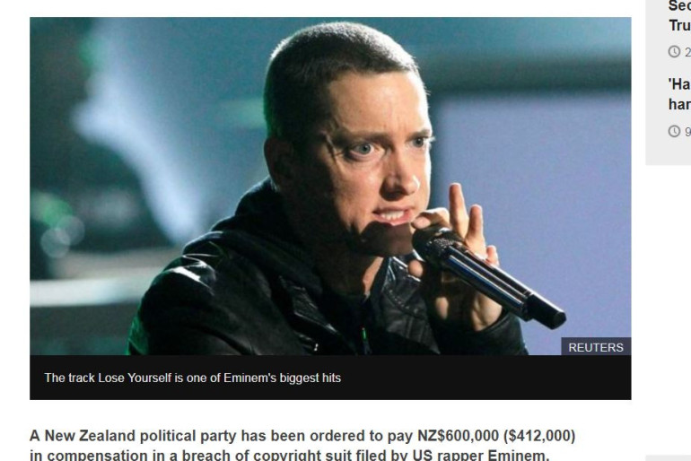 New Zealand ordered to pay Eminem damages