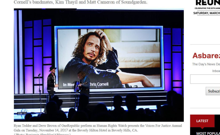 HRW Presents 1st ‘Promise’ award to the late Chris Cornell