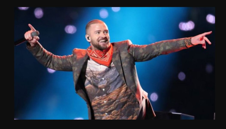 Justin Timberlake touches down at Super Bowl show