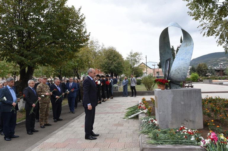 Artsakh president attends Aznavour commemoration event in Stepanakert
