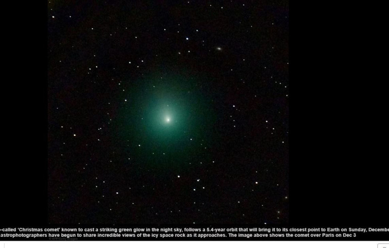 How to see the 'Christmas comet': Stunning photos show green space rock ahead of its closest approach, as astronomers reveal it will be visible all around the world