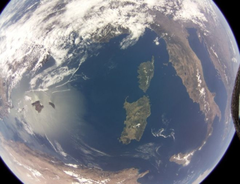 Raspberry Pi computer looks down on Earth